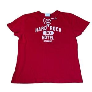 Hard Rock Hotel Baby Tee, Red T-Shirt, Laced Neck, Large